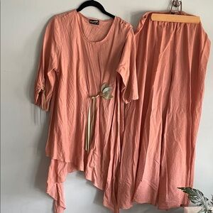 Peach Tunic and Wide Leg Pant Set